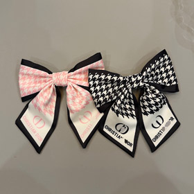 Dior's new satin houndstooth bow spring hair clip-6286  