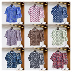 New Gucci x Balenciaga Loose-Fit Short-Sleeve Polo Shirt and Button-Up Set-6353  